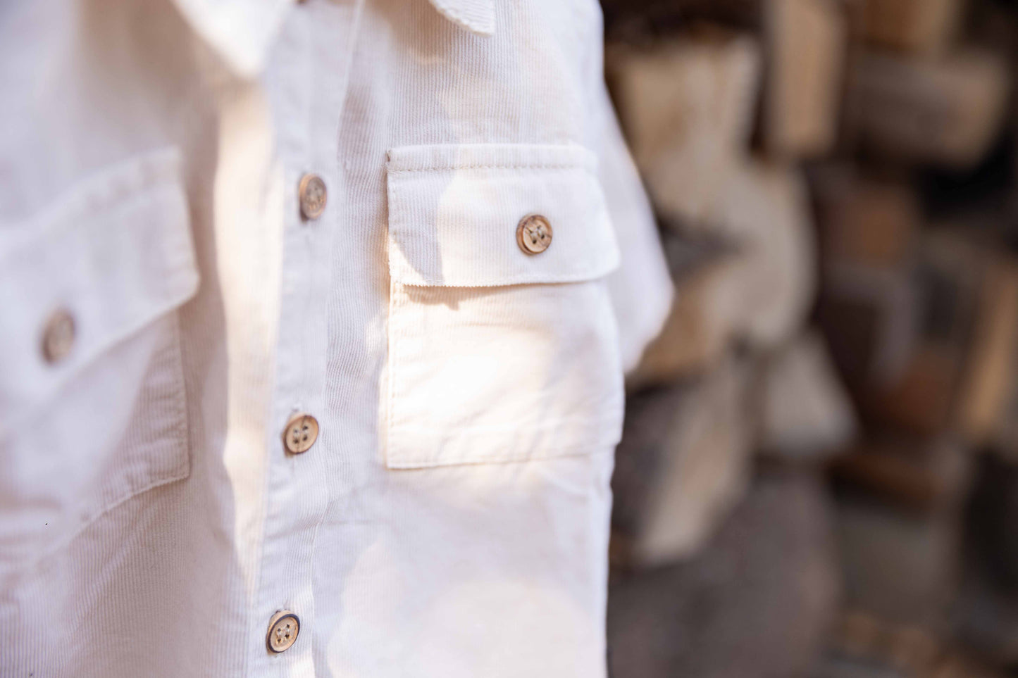 Microcorduroy overhemd ~ beige
