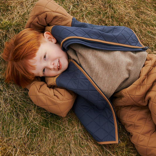 Wheat - merino wool knit pullover Finley - grey camel melange