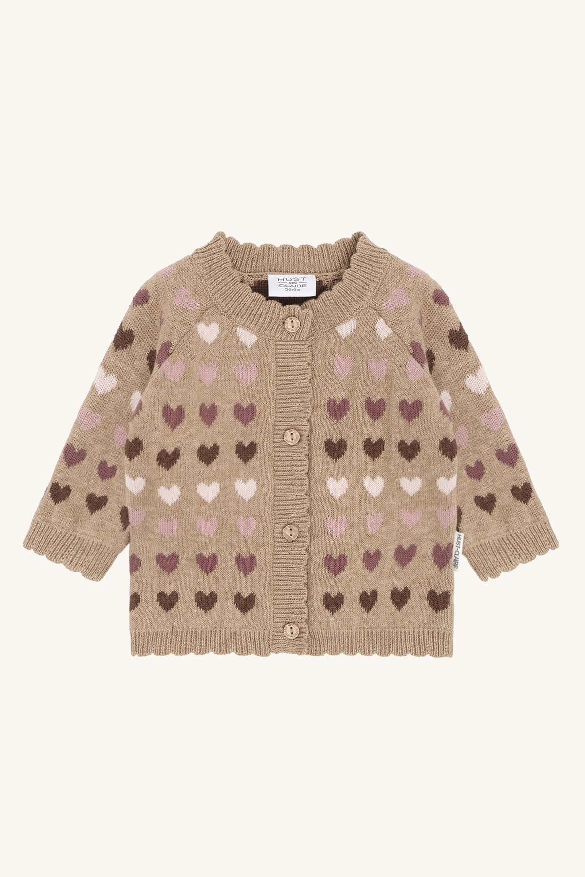 Hust & Claire - hearts cardigan - biscuit