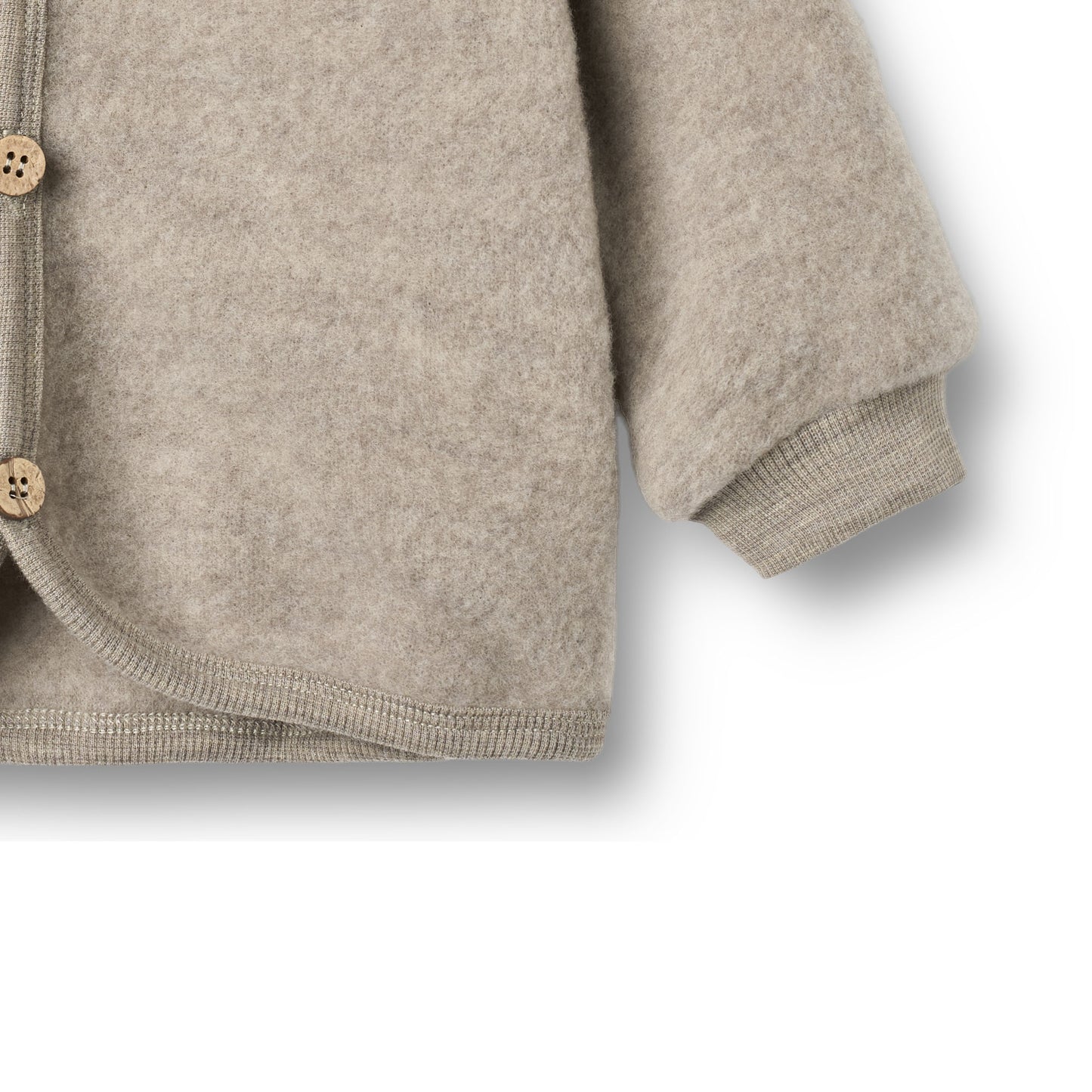 Wheat - merino wool fleece cardigan Kari - khaki melange