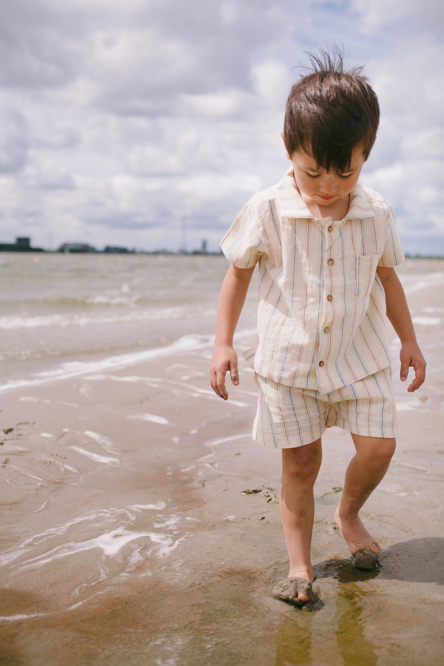 Shorts Zuri - woven linen stripe