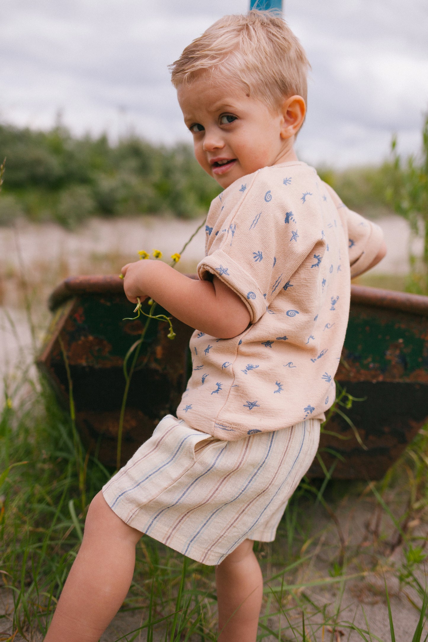 Shorts Zuri - woven linen stripe