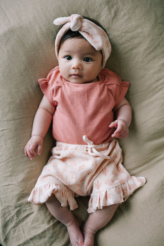 Riffle Amsterdam - terry shorts Zed seashells - peach pink