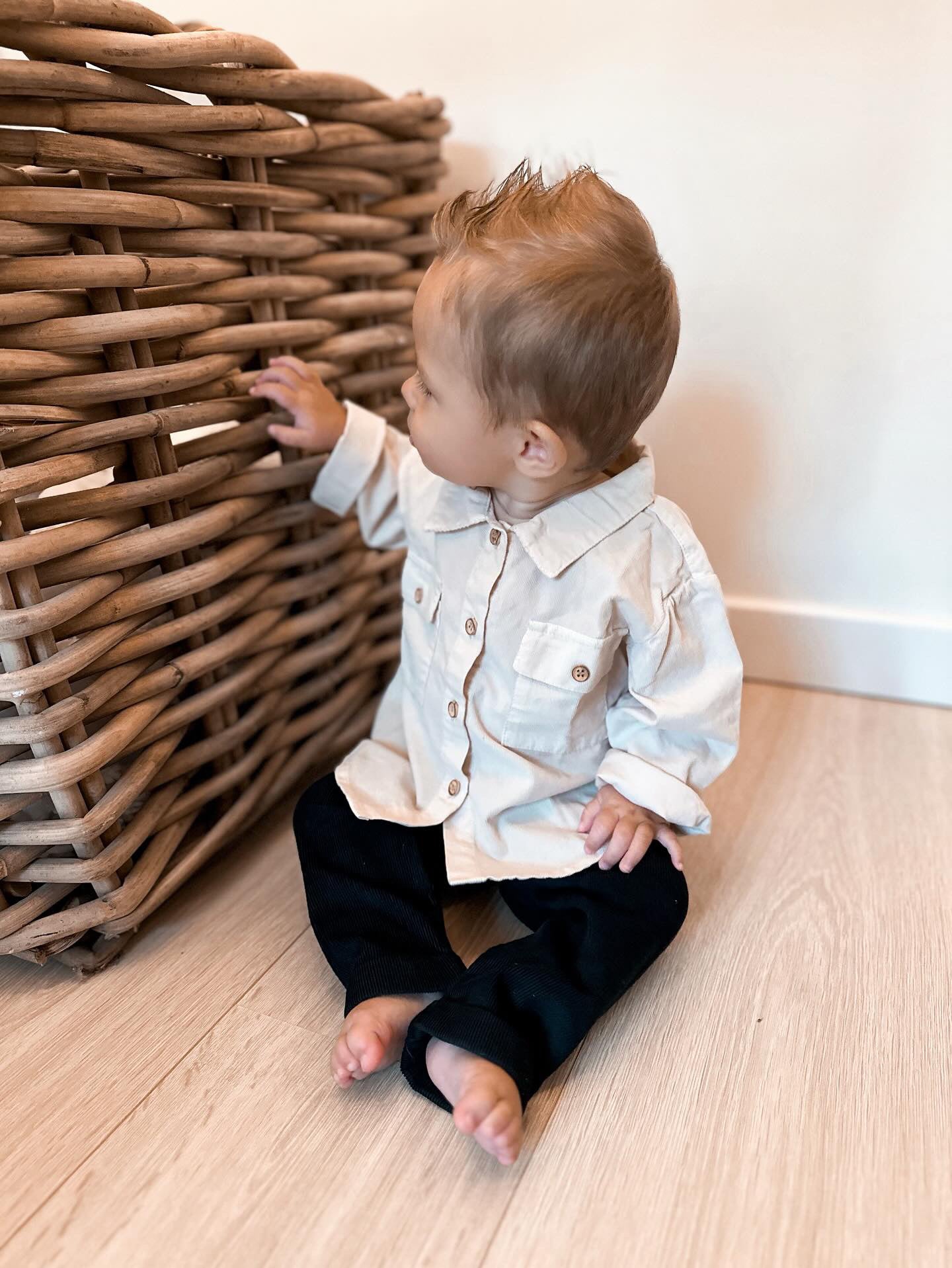 Microcorduroy overhemd ~ beige