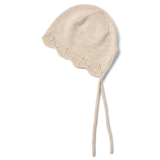 Wheat - merino wool bonnet Amya - offwhite melange