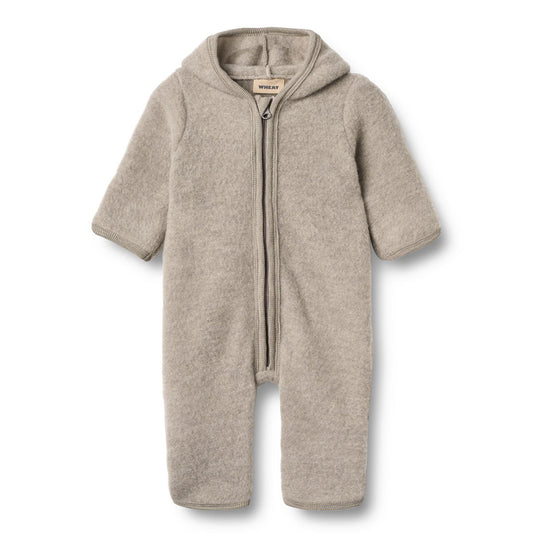 Wheat - merino wool fleece suit Ata - khaki melange