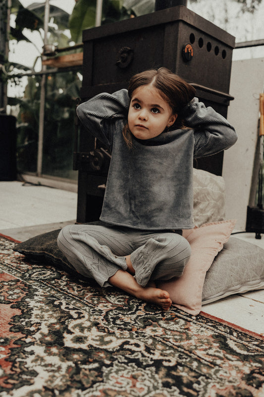 Baje Studio - knitted ajour flare Mary - greyish blue