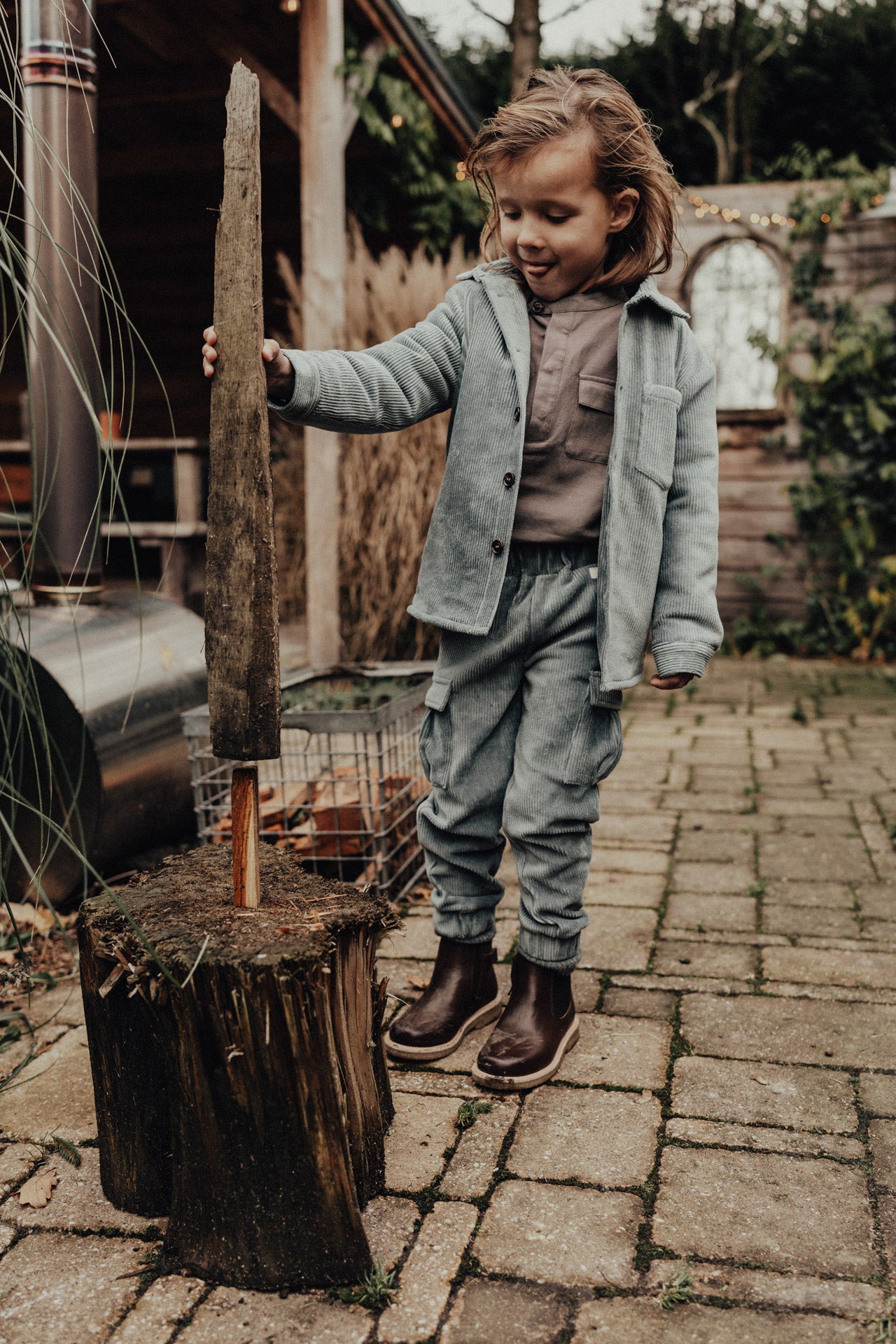 Baje Studio - corduroy pants Woolwich - greyish blue