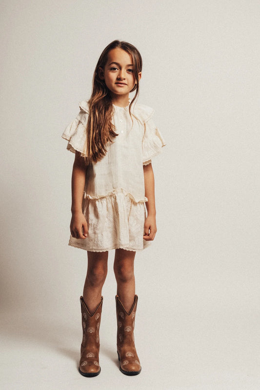 Baje Studio - woven ruffle dress Nova shell - offwhite