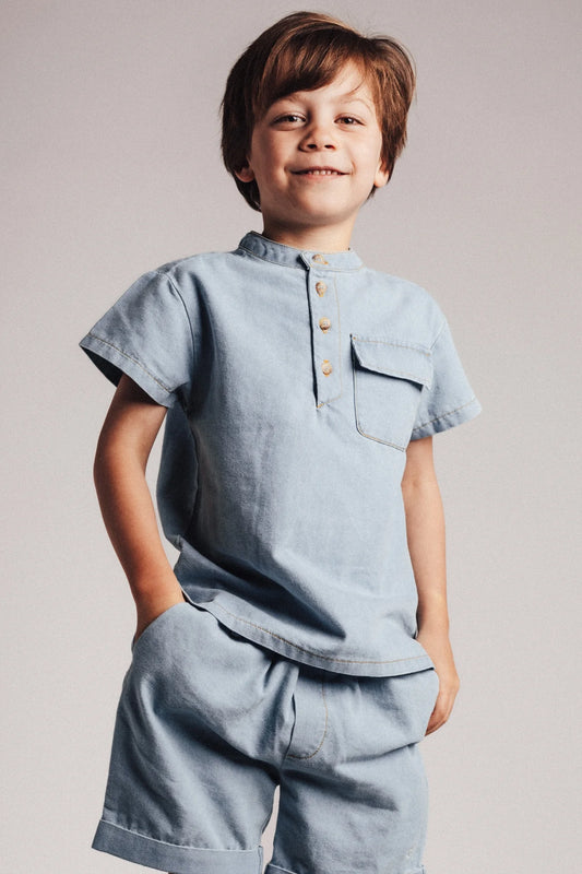 Baje Studio - denim blouse Maas - blue light