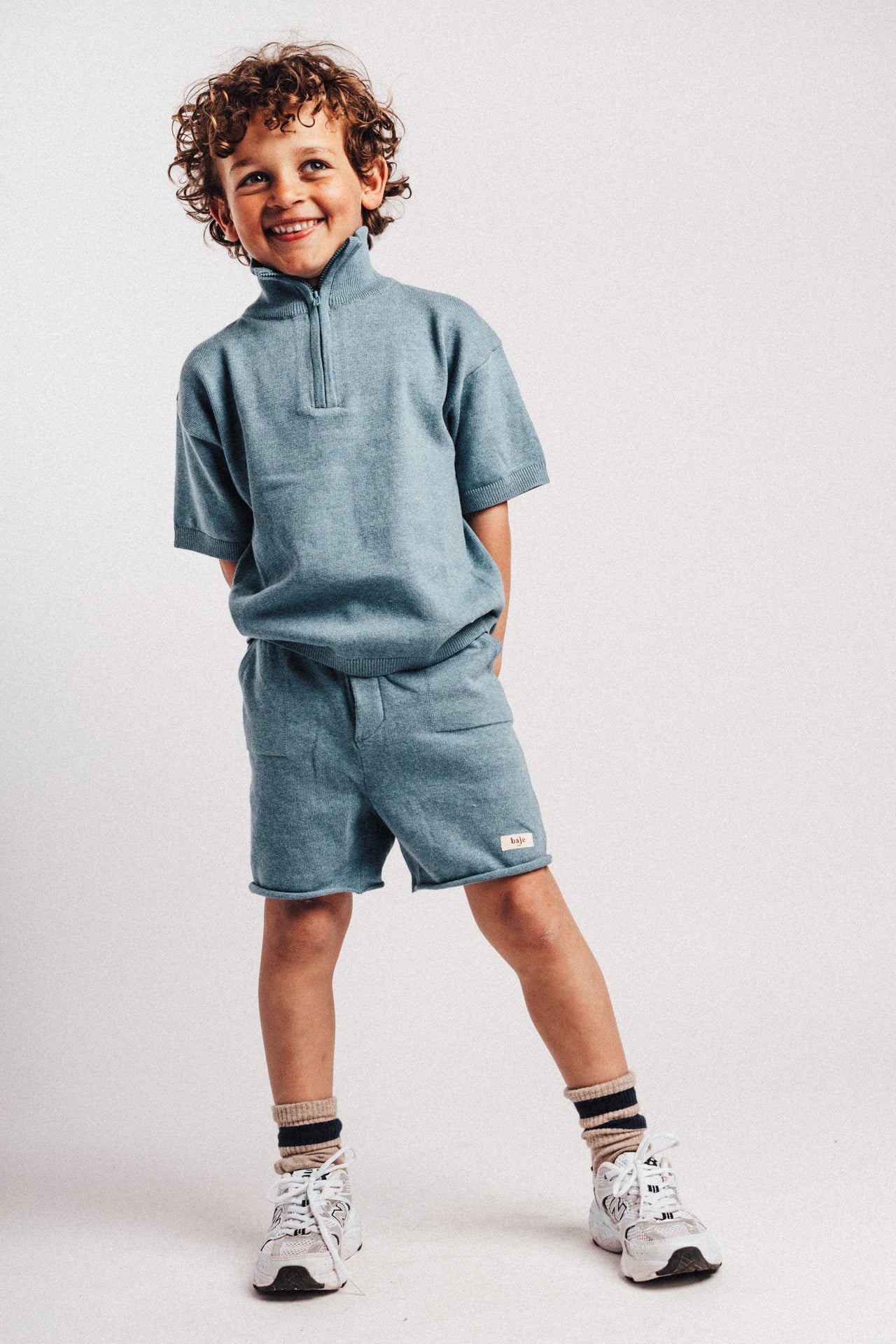 Baje Studio - knitted zipper polo Fayon - blue sea