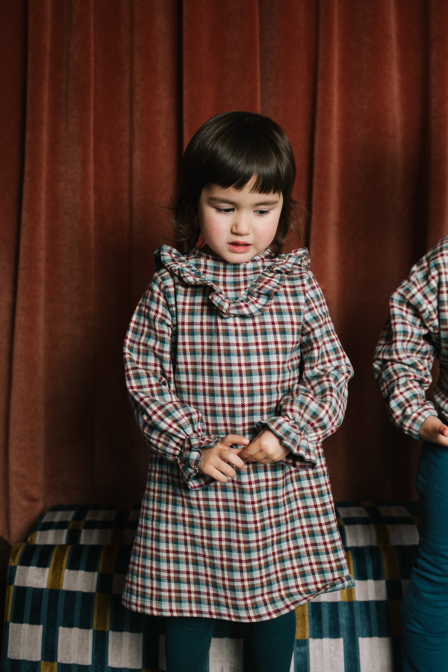 Woven dress Anna - square blue