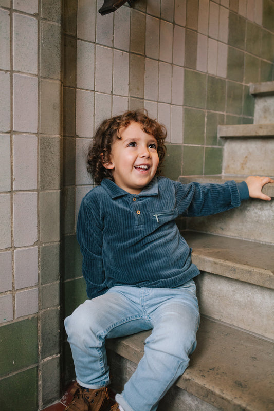 Riffle Amsterdam - corduroy polo Charley - blue