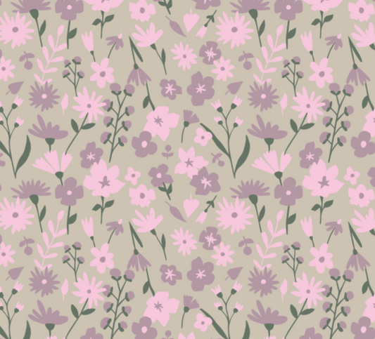 Navy Natural - legging field of flowers