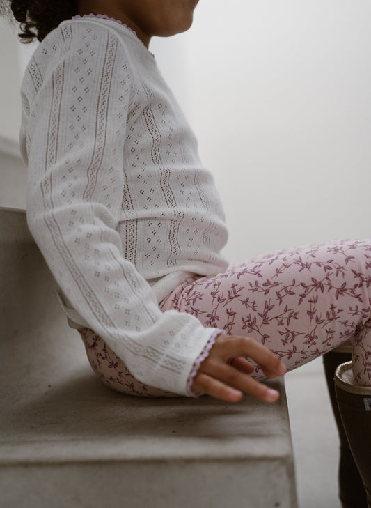 Navy Natural - legging mauve leaves