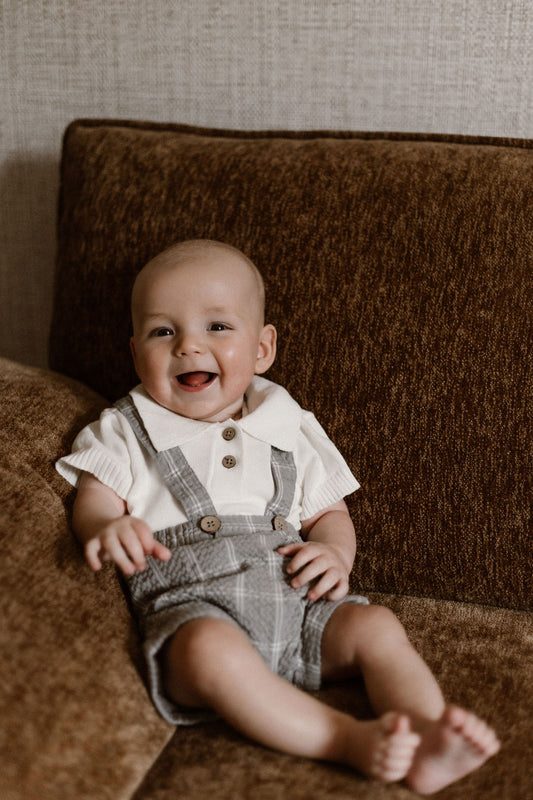 Lil'Atelier - knitted polo baby - coconut milk