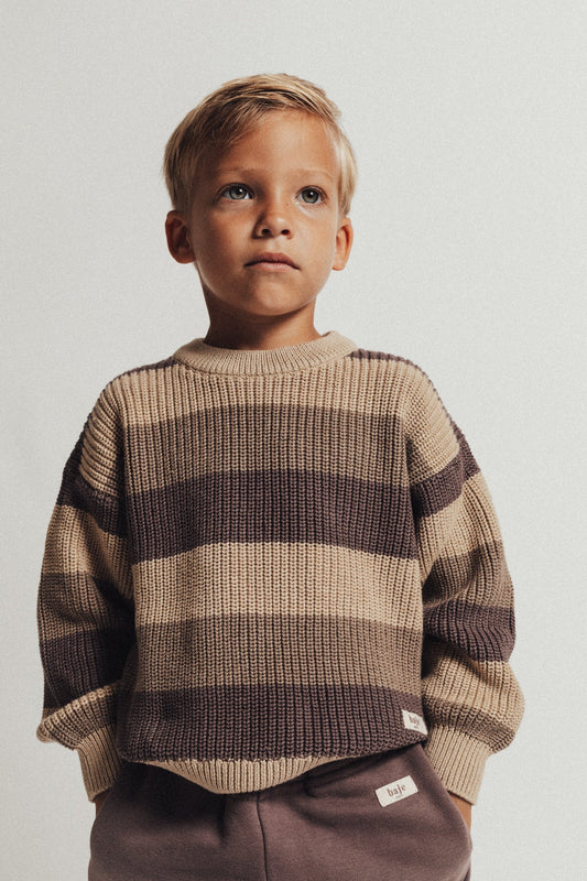 Baje Studio - stripe pullover Surrey - taupe/purple