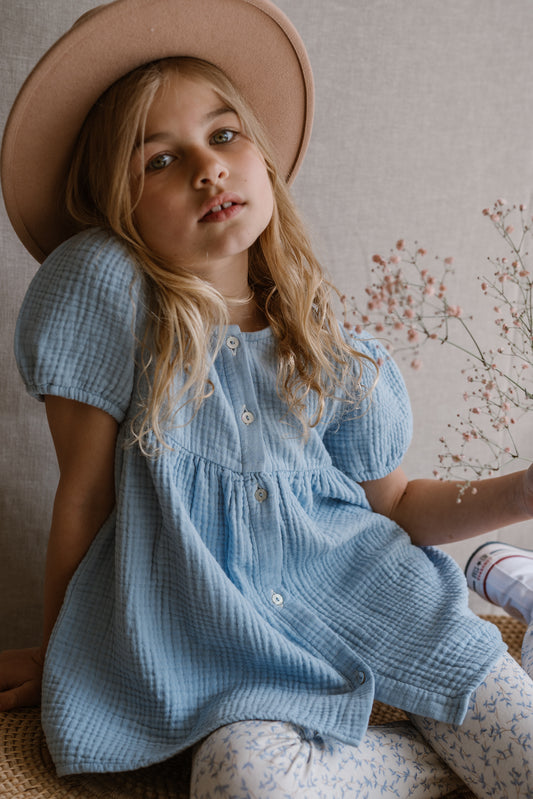 Navy Natural - blouse Mila Mousseline - light blue