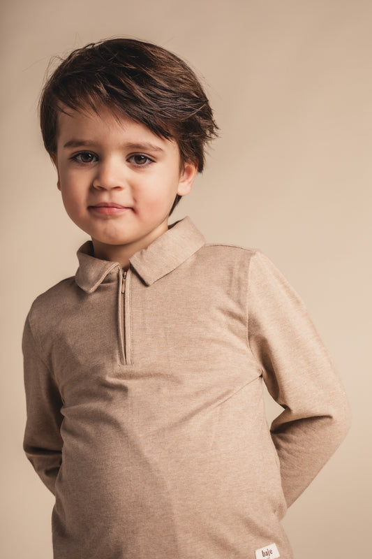 Baje Studio - polo longsleeve Ferry - taupe light