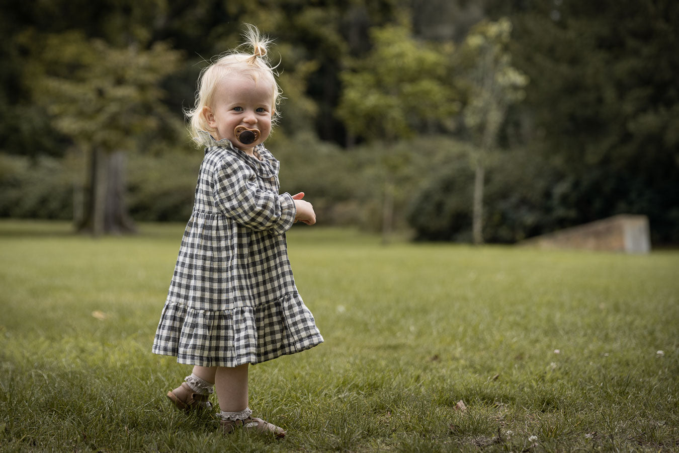Gingham ruit jurk - grijs