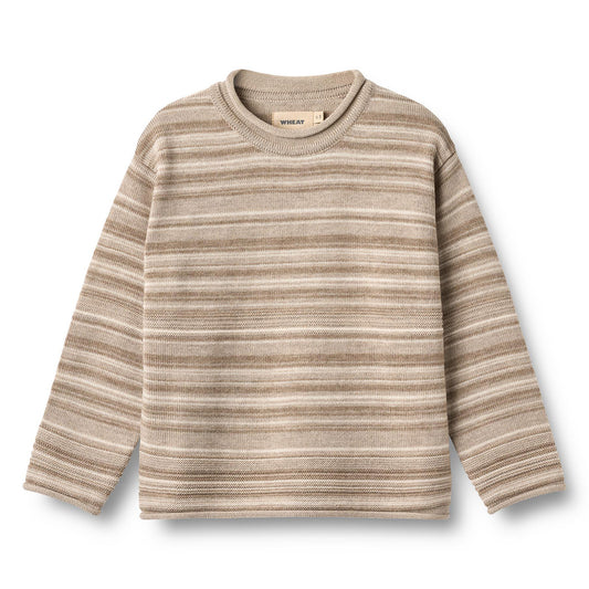 Wheat - merino wool knit pullover Gunnar - warm sand stripe