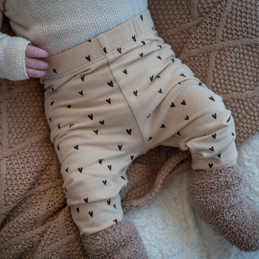 Navy Natural - legging brown hearts