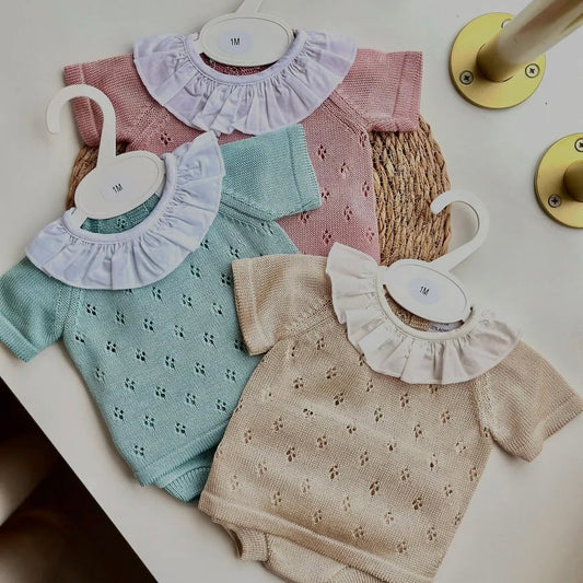 Knitted set baby girl - aqua green