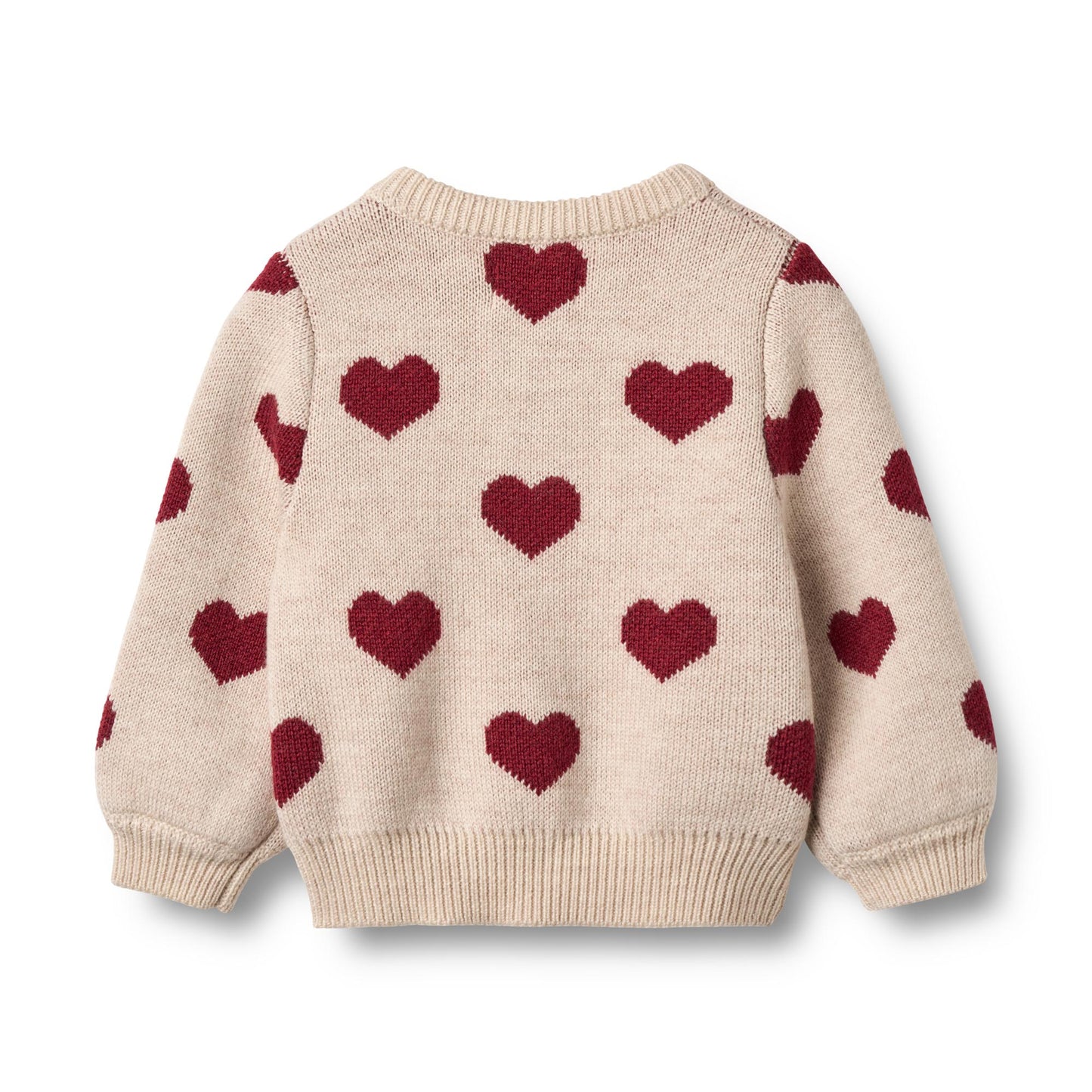 Wheat - jacquard knit heart cardigan baby - offwhite melange
