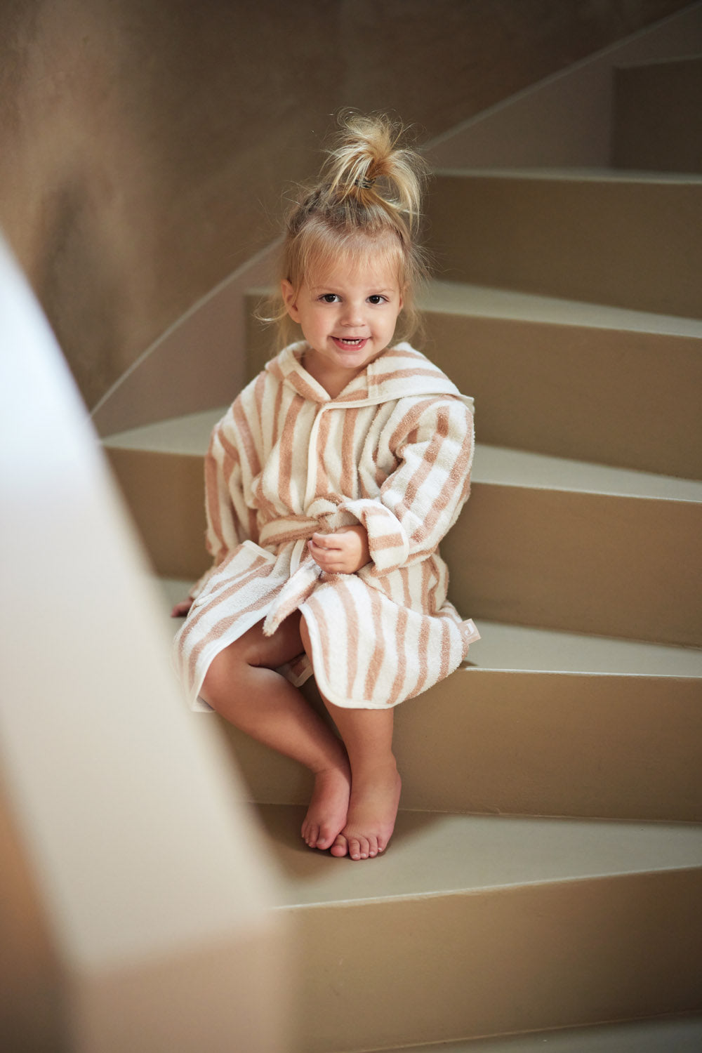 Badjas stripe terry - wild rose