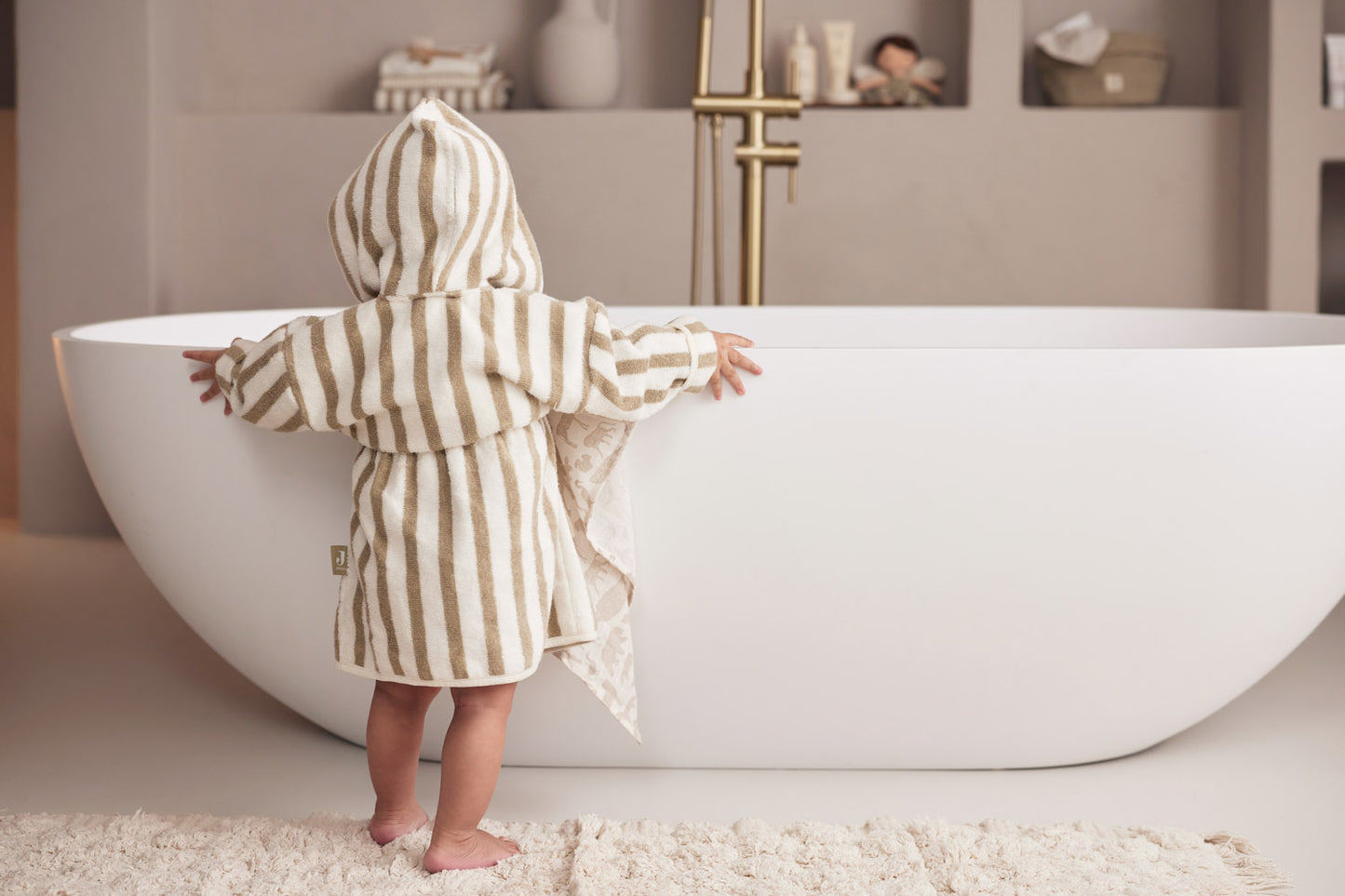 Badjas stripe terry - olive green