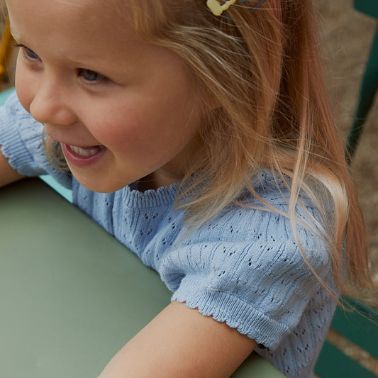 Copenhagen Colors - knitted pointelle top - dusty blue