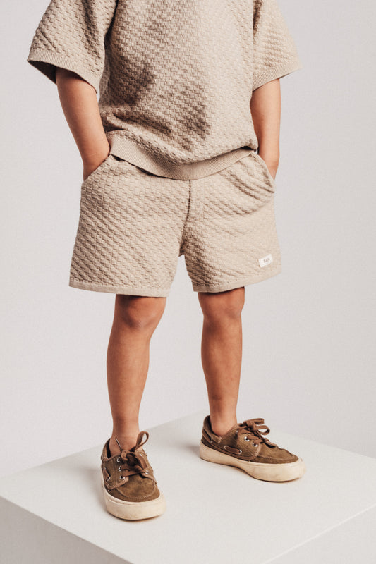 Baje Studio - knitted shorts Mozi - taupe gray