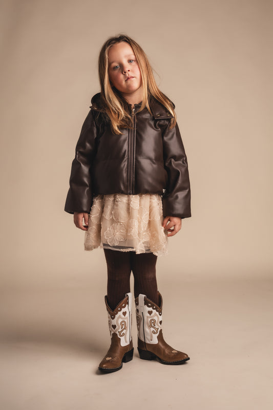 Baje Studio - leather look jacket Layan - brown choco