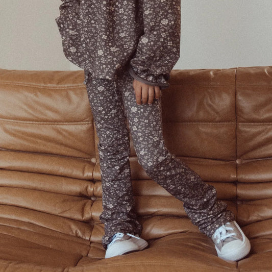 Two You Label - flared legging Lilly flower - brown