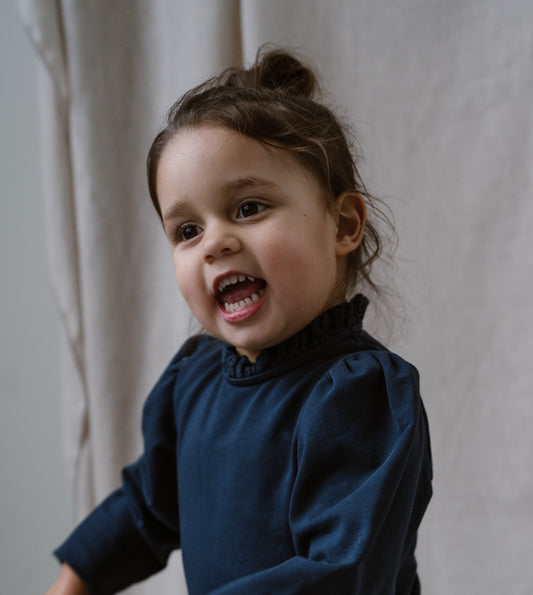 Navy Natural - broderie top Loulou - navy