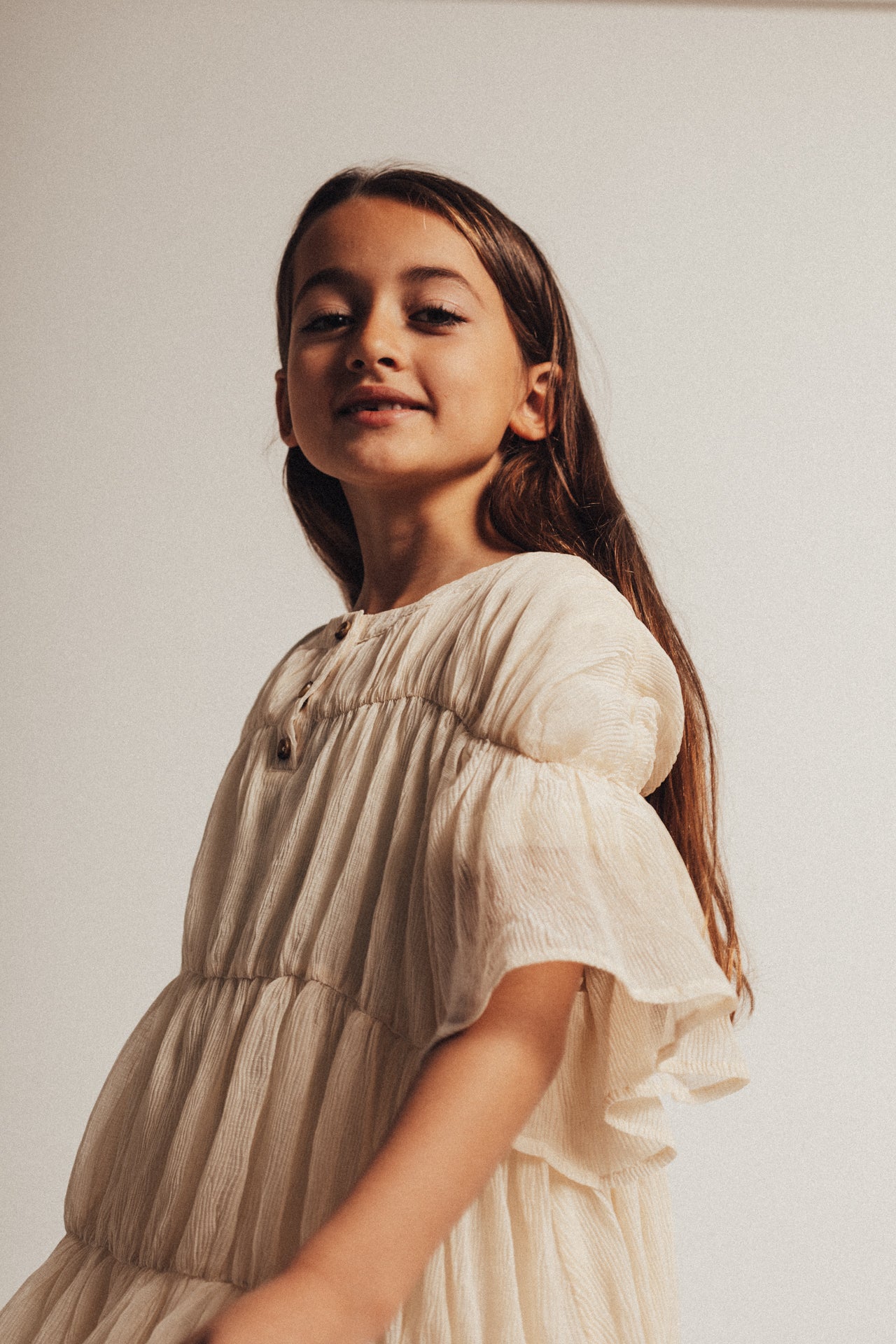 Baje Studio - crincle woven dress Ribas - crème oat