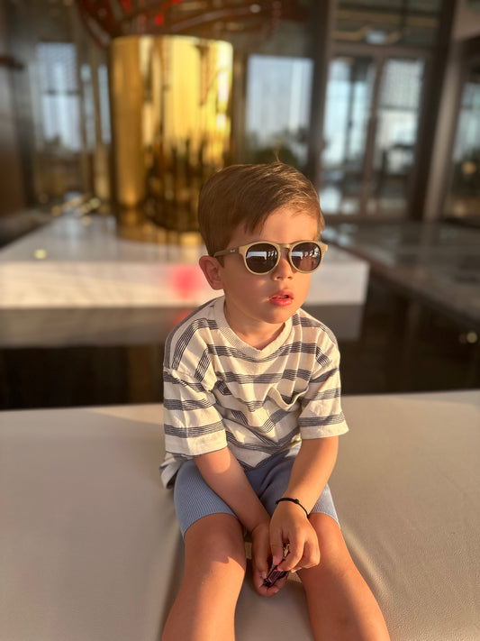 Maesy zonnebril rond - Bowi 1 -3 jaar - taupe bruin