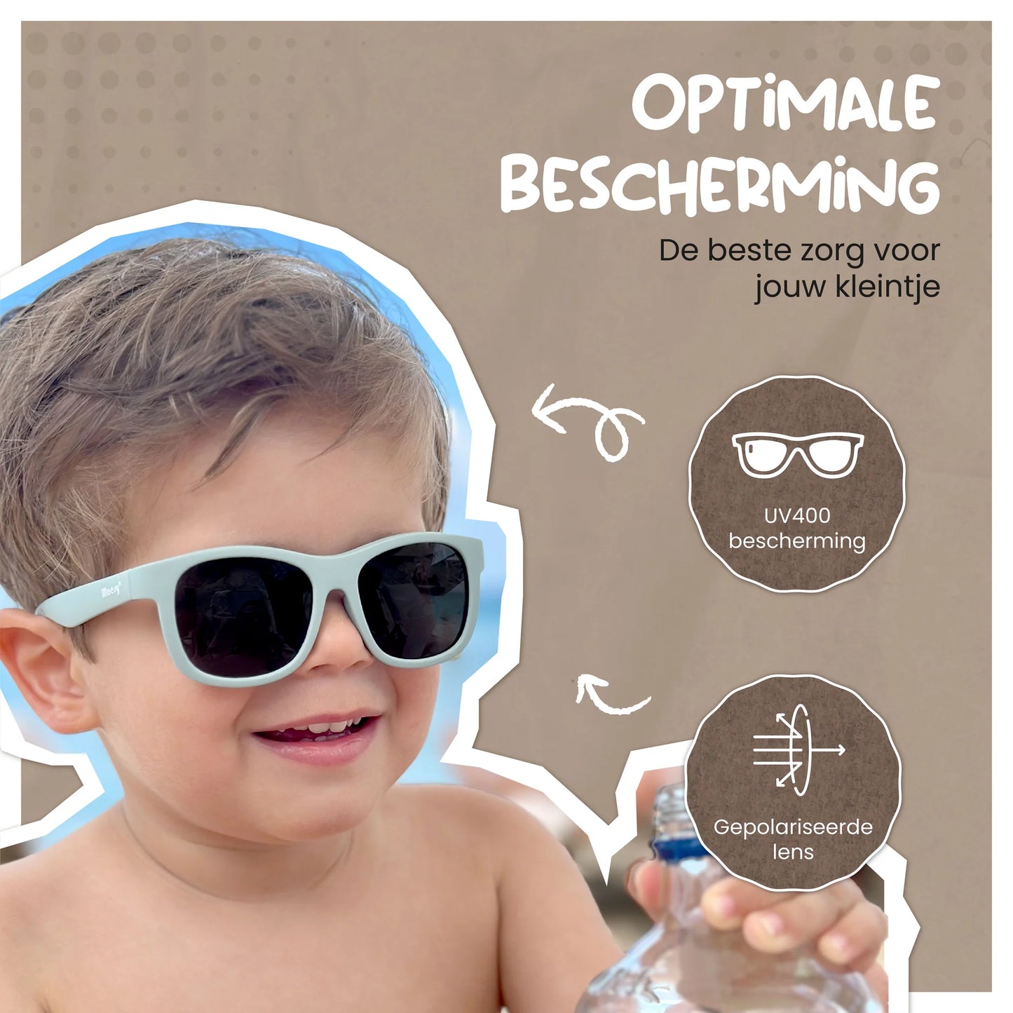 Maesy zonnebril rechthoek - Luca 1-3 jaar - zwart