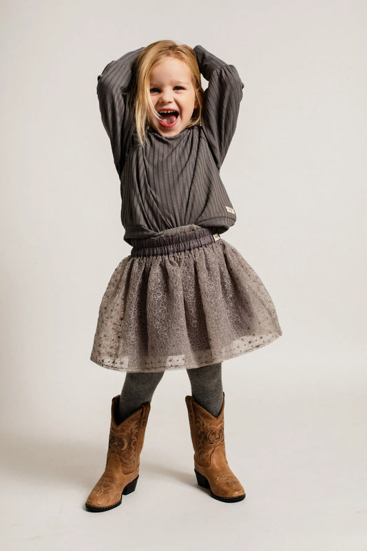 Baje Studio - tule flower skirt Fey - grey steel