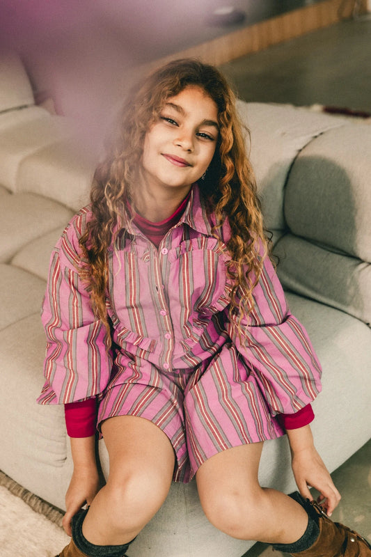 Labo - heart dress Rainbow - pink moon stripe