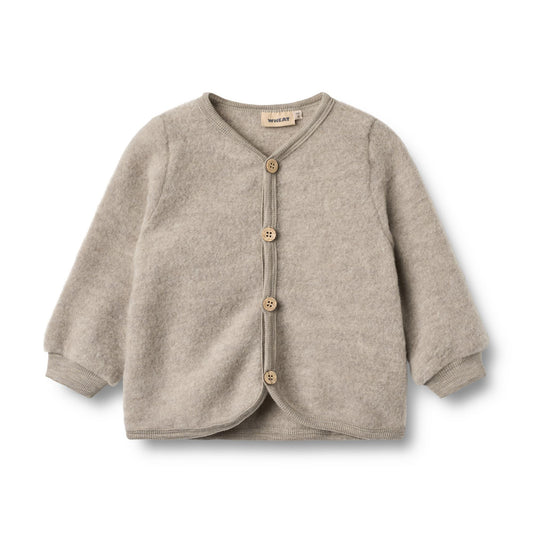 Wheat - merino wool fleece cardigan Kari - khaki melange