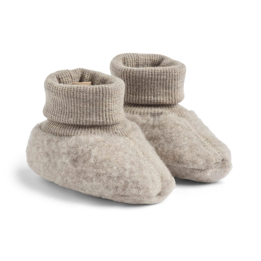 Wheat - merino wool fleece booties Lei - khaki melange