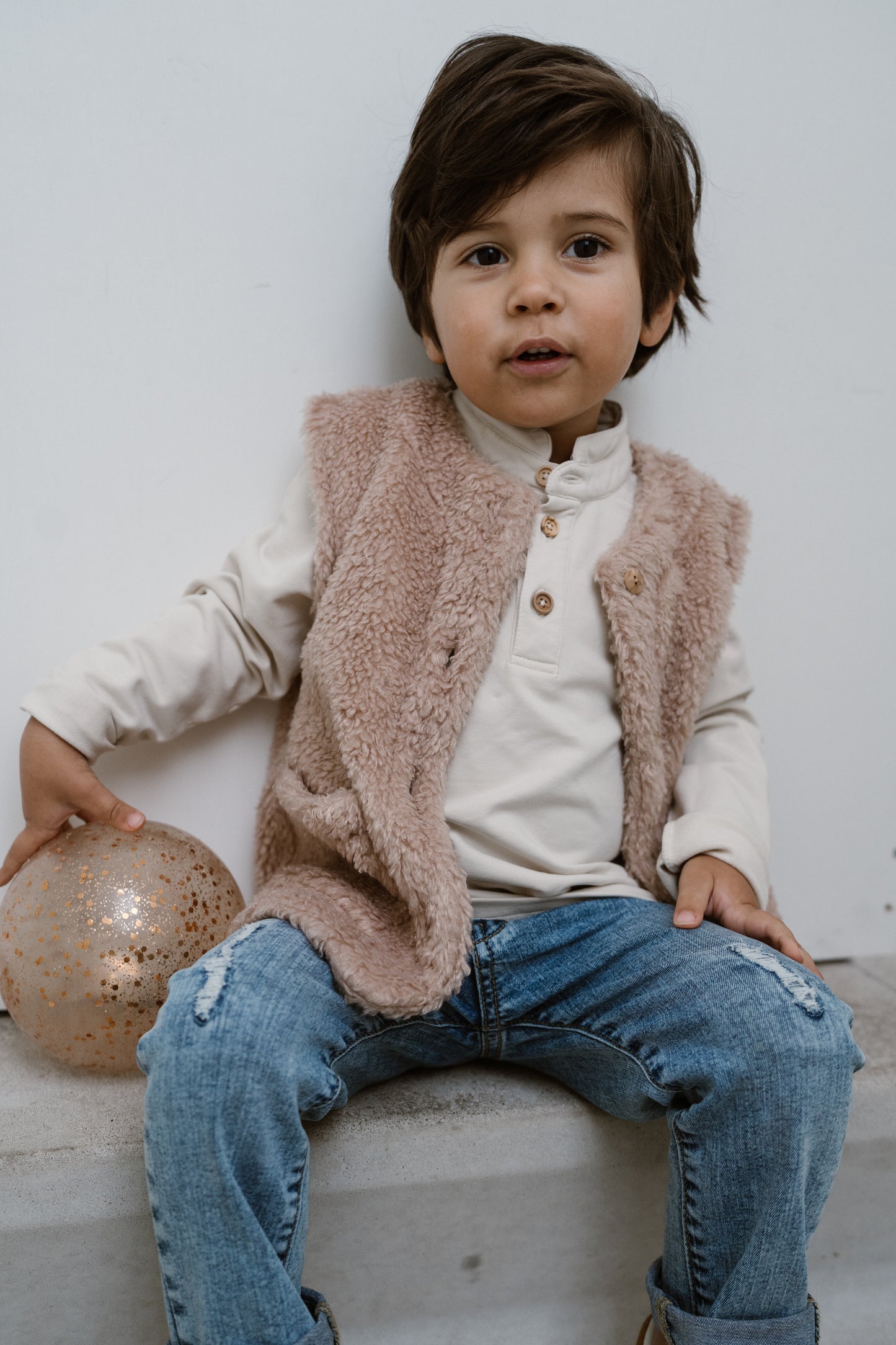 Navy Natural - teddy gilet Mex