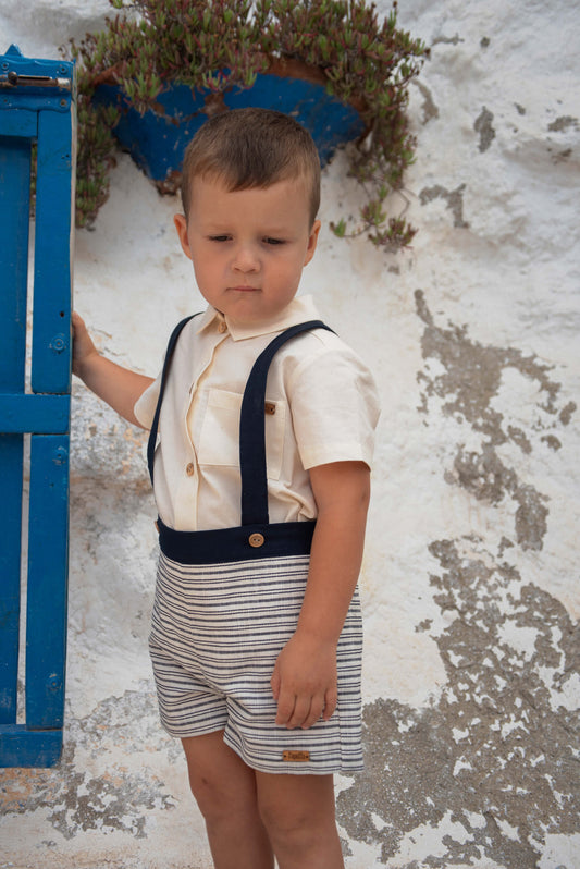 Dungarees with straps - navy stripe