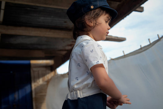 Romper with shirt collar - anchor