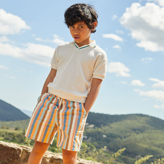 Gingersnaps - waffle polo shirt Nico - white