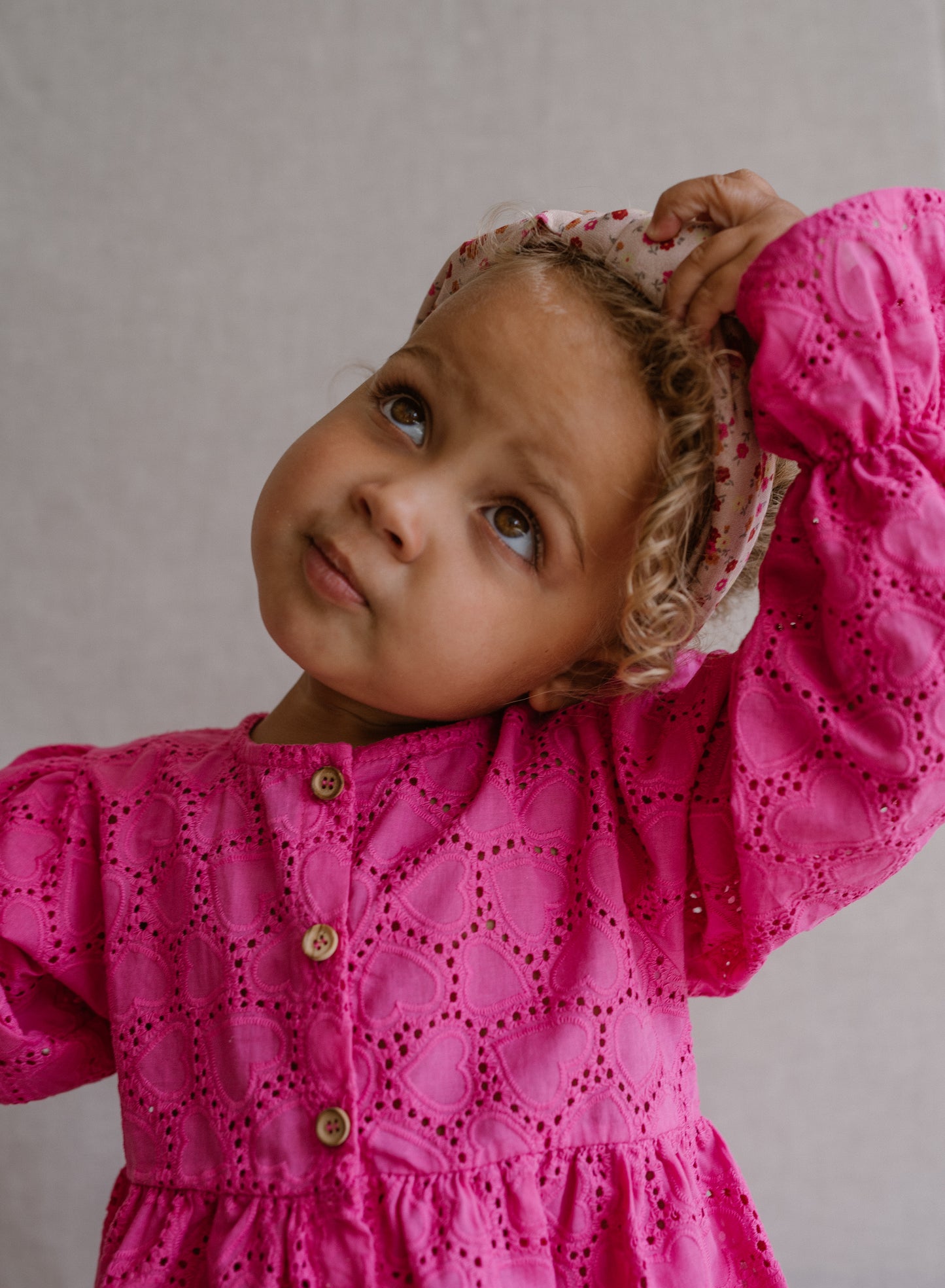 Navy Natural - blouse Mila - pink hearts