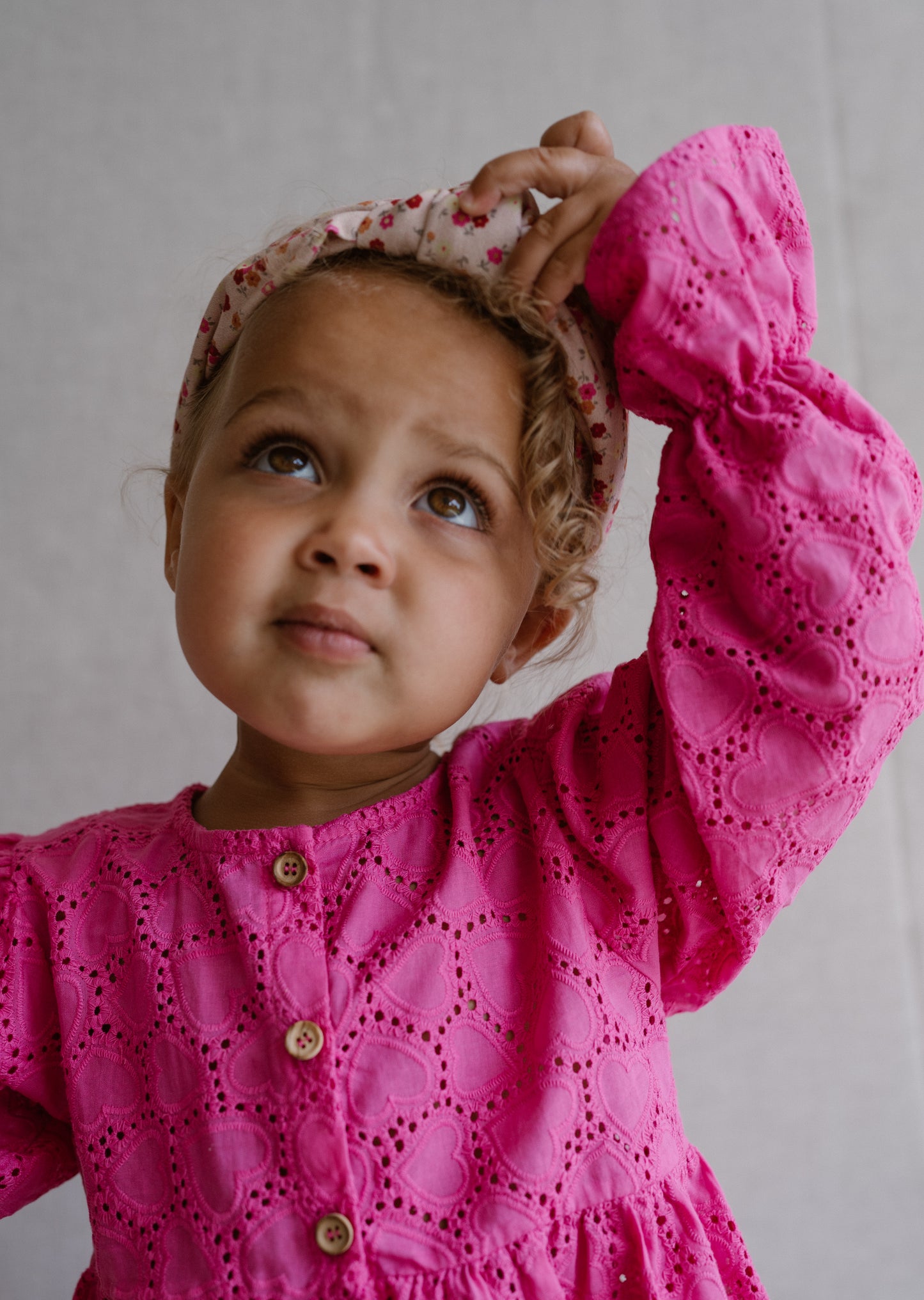 Navy Natural - blouse Mila - pink hearts