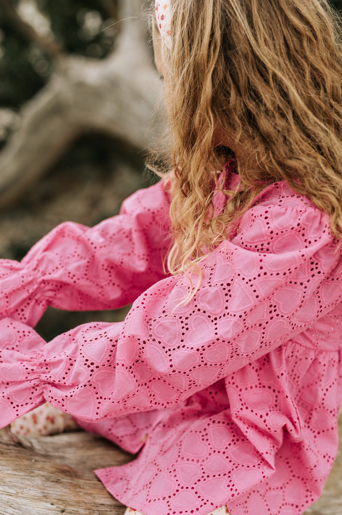 Navy Natural - blouse Mila - pink hearts