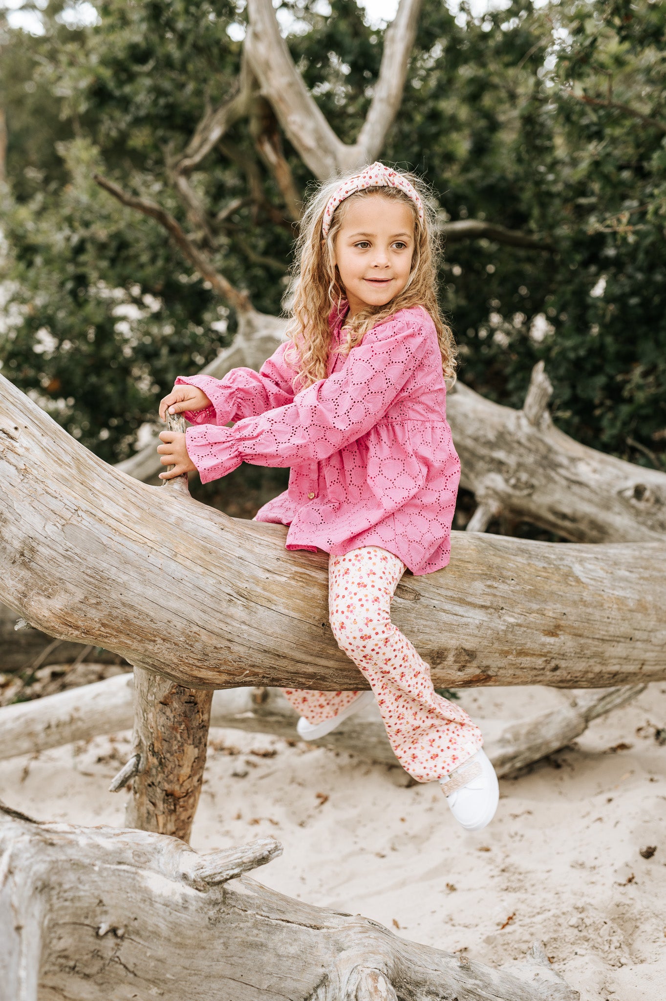 Navy Natural - blouse Mila - pink hearts